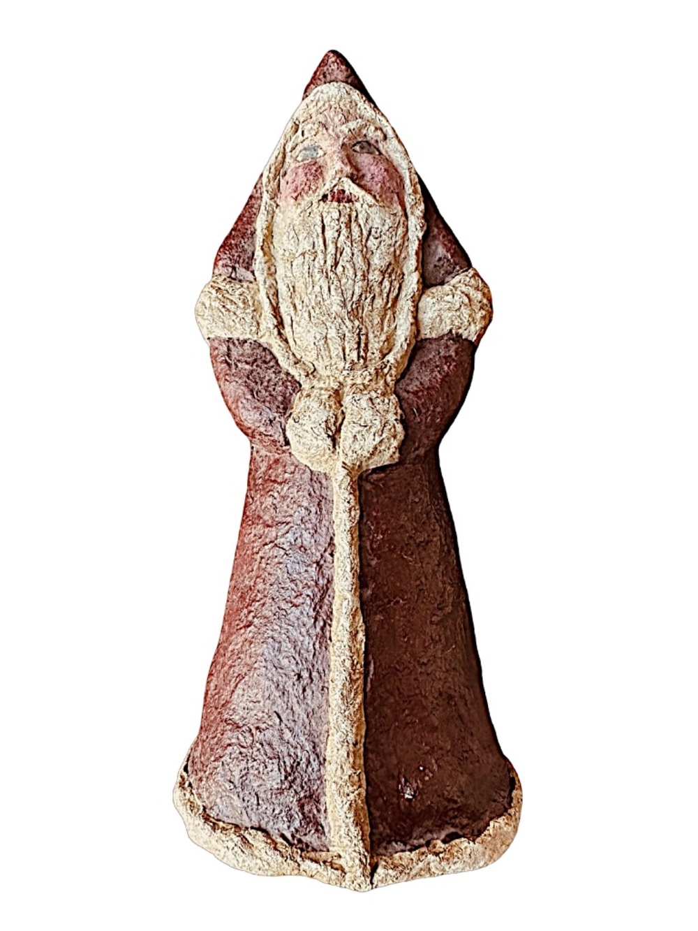 Vicki Sutcliffe 1989 Paper Mache Santa Claus Figure 8.5" Vintage Folk Art Signed